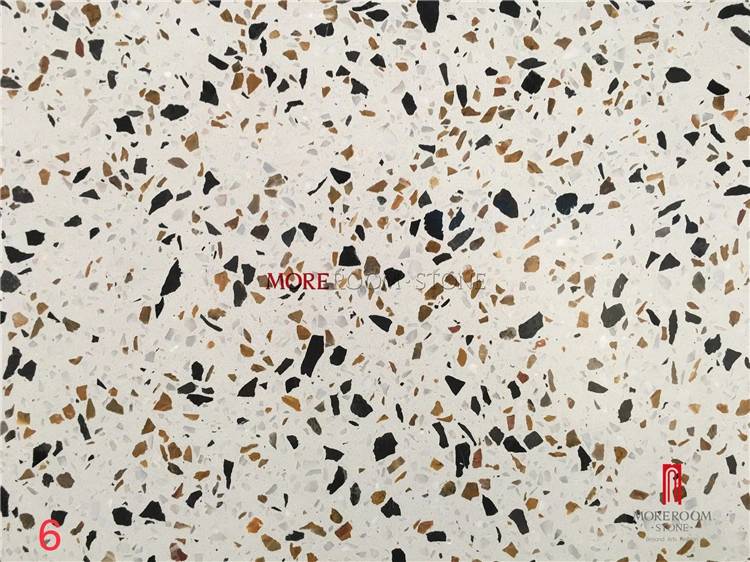 China Decorative Aritificial Stone White Terrazzo Slab/Tiles Supplier for Flooring/Wall